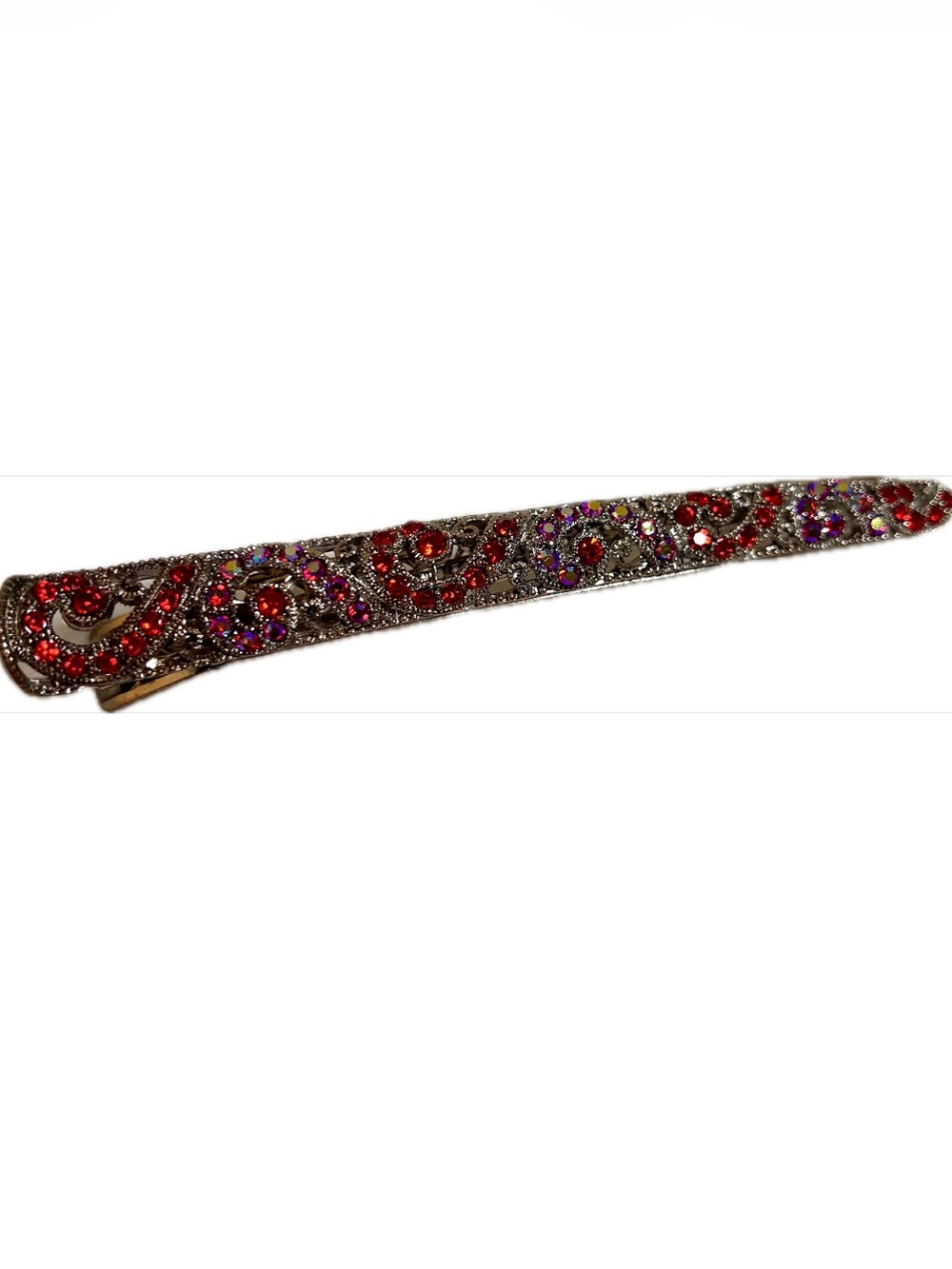 Metal Red Rhinestone Alligator Hair Clip